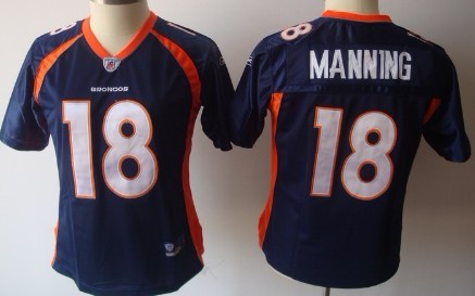 Denver Broncos #18 Peyton Manning Blue Womens Jersey