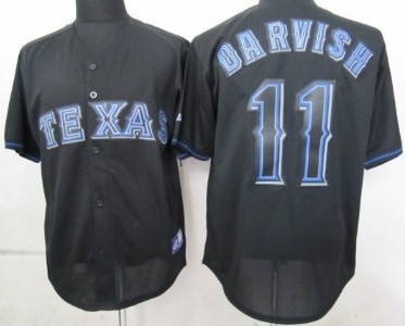 Texas Rangers #11 Yu Darvish Black Fashion Jersey