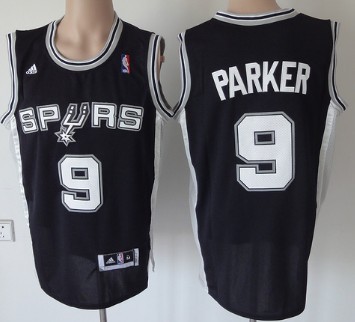 San Antonio Spurs #9 Tony Parker Revolution 30 Swingman Black Jersey