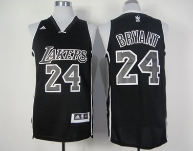 Los Angeles Lakers #24 Kobe Bryant Revolution 30 Swingman All Black With White Jersey