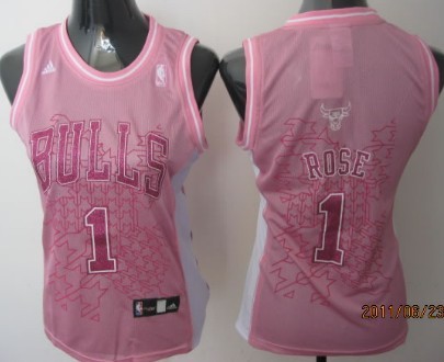 Chicago Bulls #1 Derrick Rose Pink Womens Jersey