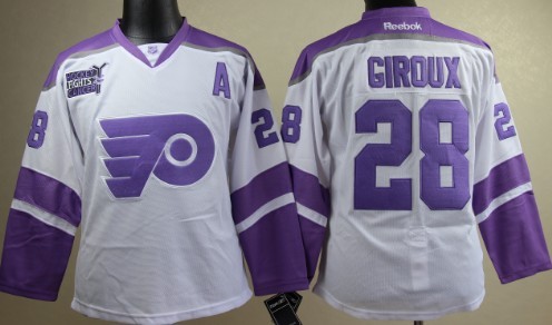 Philadelphia Flyers #28 Claude Giroux White Womens Fights Cancer Jersey 