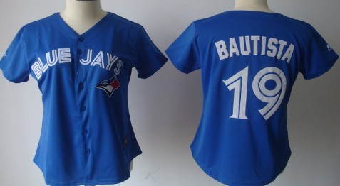 Toronto Blue Jays #19 Jose Bautista Blue Womens Jersey 