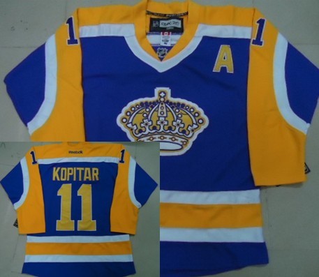 Los Angeles Kings #11 Anze Kopitar Purple With Yellow Jersey 