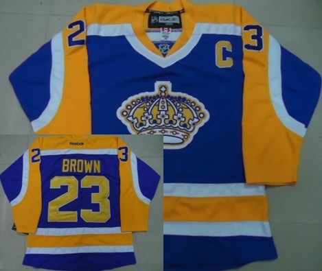 Los Angeles Kings #23 Dustin Brown Purple With Yellow Jersey 