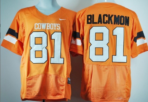 Oklahoma State Cowboys #81 Justin Blackmon Orange Pro Combat Jersey 