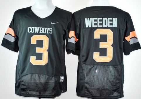 Oklahoma State Cowboys #3 Brandon Weeden Black Pro Combat Jersey 