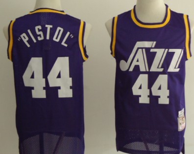 Utah Jazz #44 Pistol Pete Maravich Purple Swingman Throwback Jersey