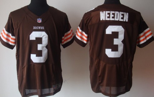 Nike Cleveland Browns #3 Brandon Weeden Brown Elite Jersey