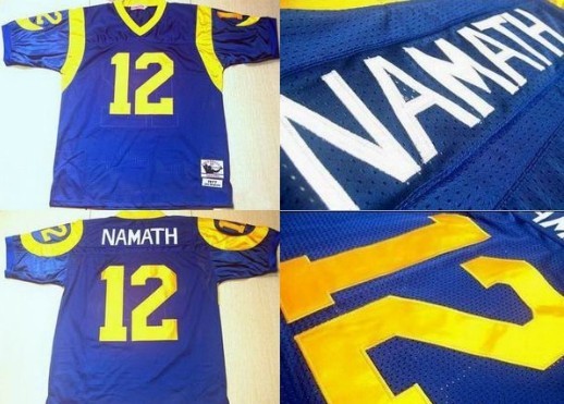 St. Louis Rams #12 Joe Namath Light Blue Throwback Jersey 