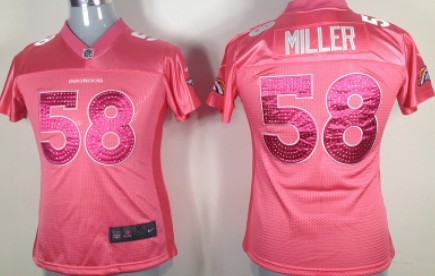 Nike Denver Broncos #58 Von Miller Pink Sweetheart Diamond Womens Jersey 