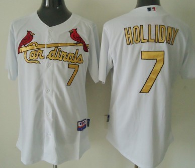 St. Louis Cardinals #7 Matt Holliday White With Gold Jersey 