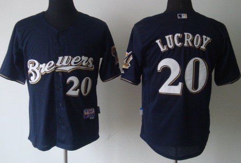 Milwaukee Brewers #20 Jonathan Lucroy Navy Blue Jersey