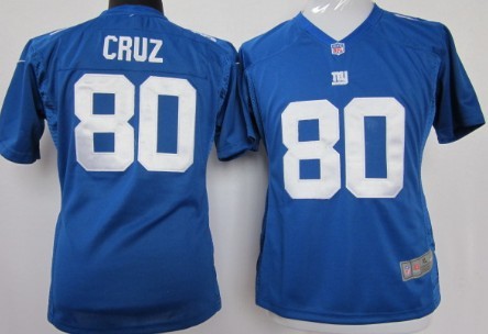 Nike New York Giants #80 Victor Cruz Blue Game Womens Jersey