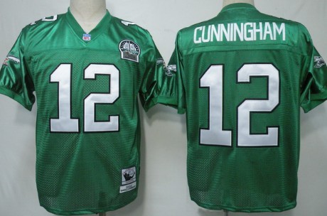 Philadelphia Eagles #12 Randall Cunningham Light Green Throwback 99TH Jersey 