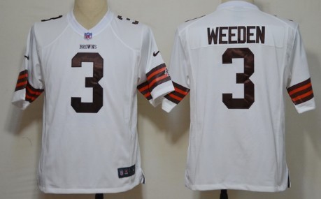 Nike Cleveland Browns #3 Brandon Weeden White Game Jersey 