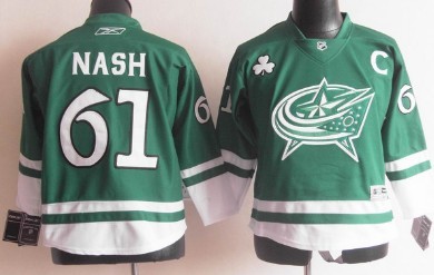 Columbus Blue Jackets #61 Rick Nash St. Patrick's Day Green Kids Jersey