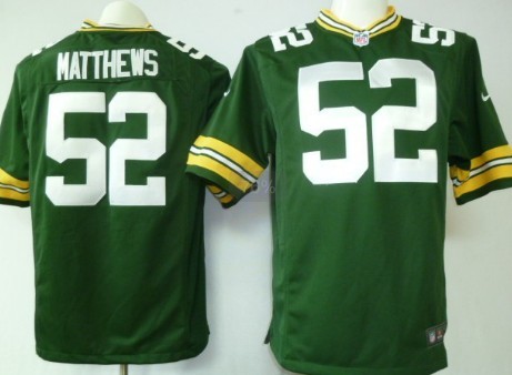 Nike Green Bay Packers #52 Clay Matthews Green Game Jersey 