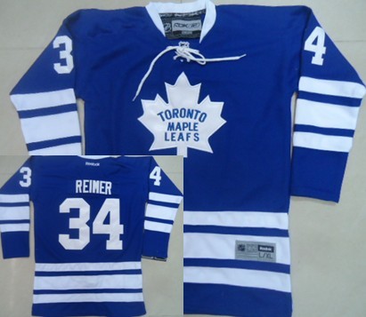 Toronto Maple Leafs #34 James Reimer Blue Third Kids Jersey