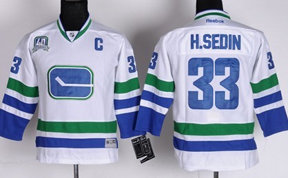 Vancouver Canucks #33 Henrik Sedin White Third Kids Jersey