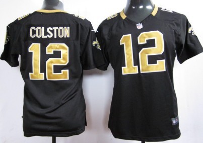 Nike New Orleans Saints #12 Marques Colston Black Game Womens Jersey