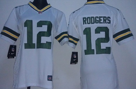 Nike Green Bay Packers #12 Aaron Rodgers White Game Womens Jersey