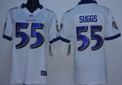 Nike Baltimore Ravens #55 Terrell Suggs White Game Womens Jersey