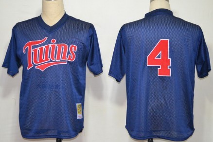 Minnesota Twins #4 Paul Molitor 1996 Mesh BP Navy Blue Throwback Jersey