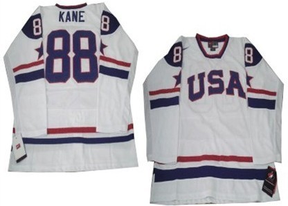 2010 Olympics USA #88 Patrick Kane White Transverse Letter Jersey