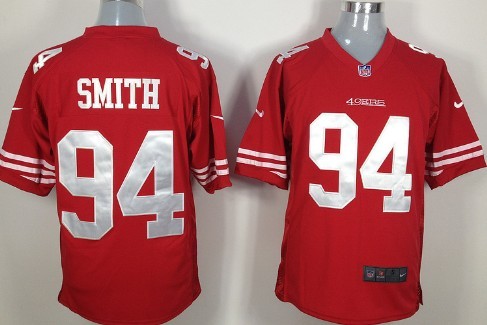 Nike San Francisco 49ers #94 Justin Smith Red Game Jersey 