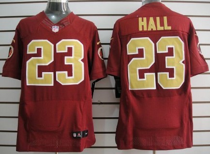 Nike Washington Redskins #23 DeAngelo Hall Red With Gold Elite Jersey 