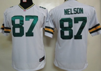 Nike Green Bay Packers #87 Jordy Nelson White Game Kids Jersey 