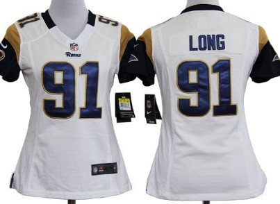 Nike St. Louis Rams #91 Chris Long White Game Womens Jersey