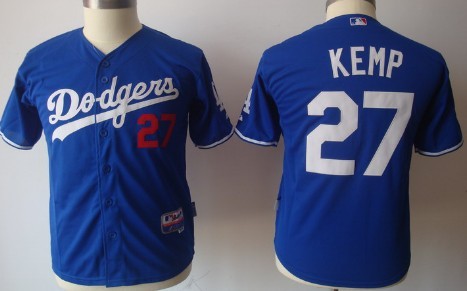 Los Angeles Dodgers #27 Matt Kemp Blue Kids Jersey 