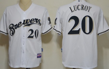 Milwaukee Brewers #20 Jonathan Lucroy White Jersey