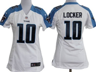 Nike Tennessee Titans #10 Jake Locker White Game Womens Jersey