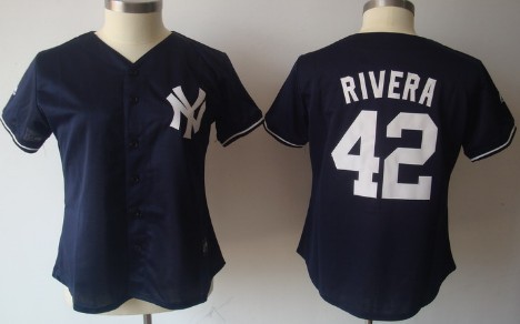 New York Yankees #42 Mariano Rivera Navy Blue Womens Jersey