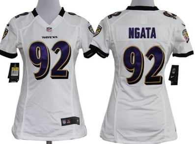 Nike Baltimore Ravens #92 Haloti Ngata White Game Womens Jersey