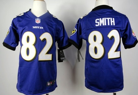 Nike Baltimore Ravens #82 Torrey Smith Purple Game Kids Jersey