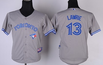 Toronto Blue Jays #13 Brett Lawrie Gray Kids Jersey