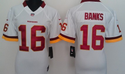 Nike Washington Redskins #16 Brandon Banks White Game Womens Jersey