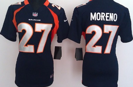 Nike Denver Broncos #27 Moreno Blue Game Womens Jersey 