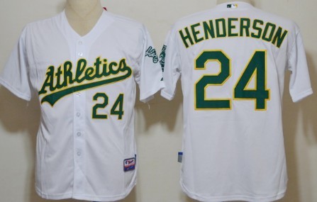 Oakland Athletics #24 Rickey Henderson White Jersey 