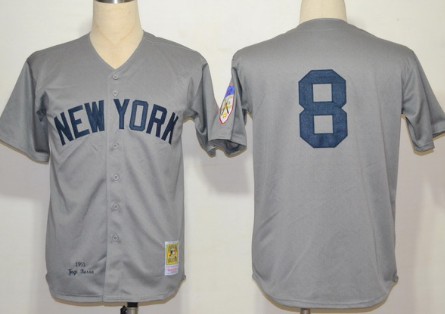 New York Yankees #8 Yogi Berra 1951 Gray Wool Throwback Jersey 