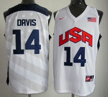 2012 Olympics Team USA #14 Anthony Davis Revolution 30 Swingman White Jersey