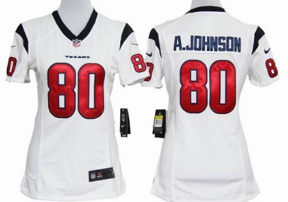 Nike Houston Texans #80 Andre Johnson White Game Womens Jersey