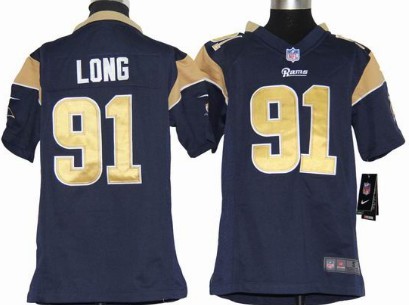 Nike St. Louis Rams #91 Chris Long Navy Blue Game Kids Jersey 