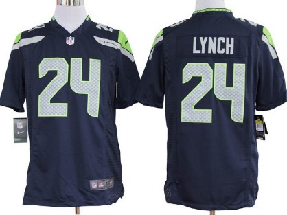 Nike Seattle Seahawks #24 Marshawn Lynch Navy Blue Game Jersey