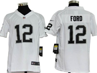 Nike Oakland Raiders #12 Jacoby Ford White Game Kids Jersey 