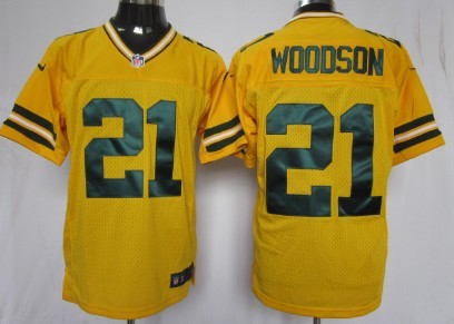 Nike Green Bay Packers #21 Charles Woodson Yellow Elite Jersey 